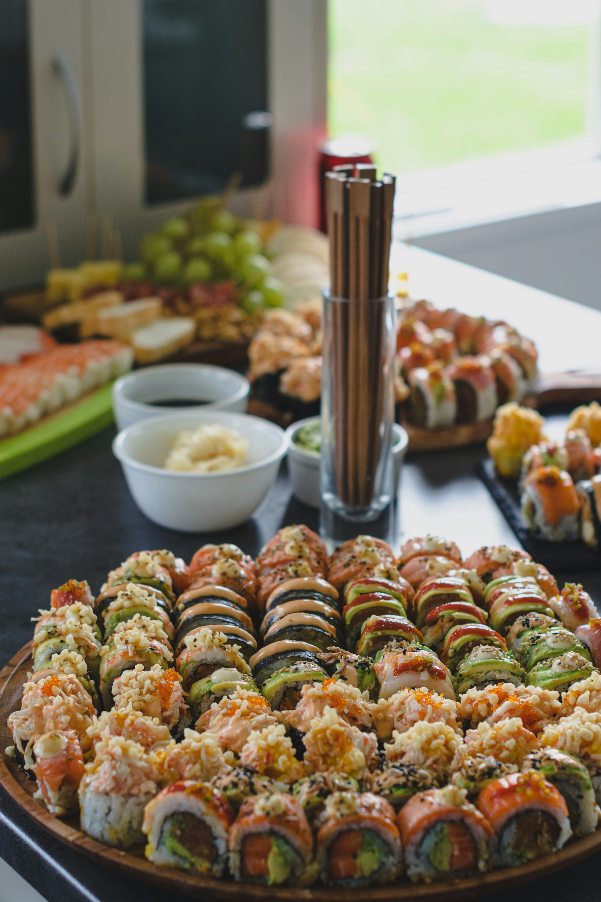 Sushi roll platter as center piece
